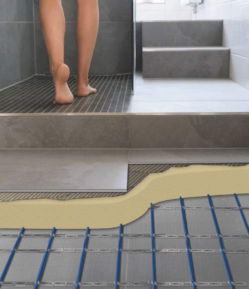 Inscreed Cable Installed in a Bathroom Inscreed Electric Underfloor heating Cable Installed in a Bathroom